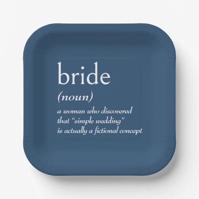 Dictionary Definition for BRIDE Paper Plates (Front)