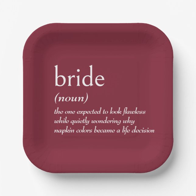 Dictionary Definition for BRIDE Paper Plates (Front)