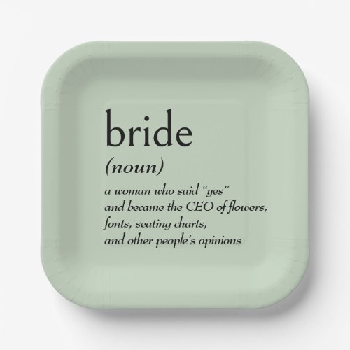 Dictionary Definition for BRIDE Paper Plates
