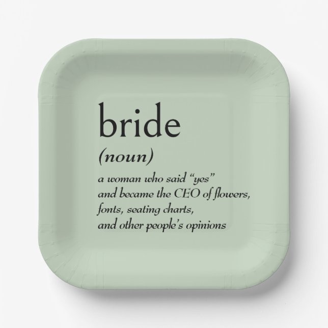 Dictionary Definition for BRIDE Paper Plates (Front)