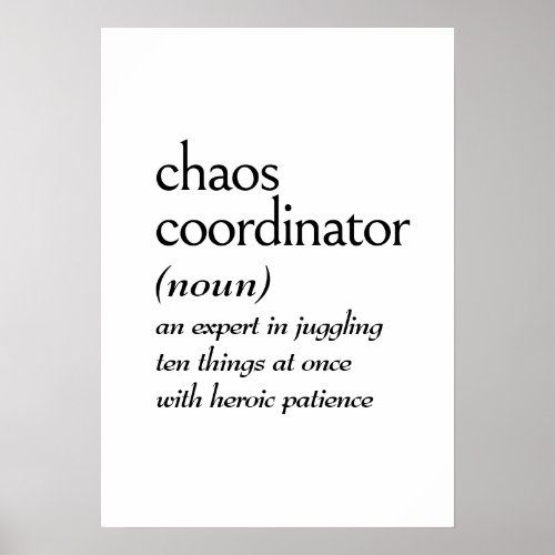 Dictionary Definition for CHAOS COORDINATOR Poster