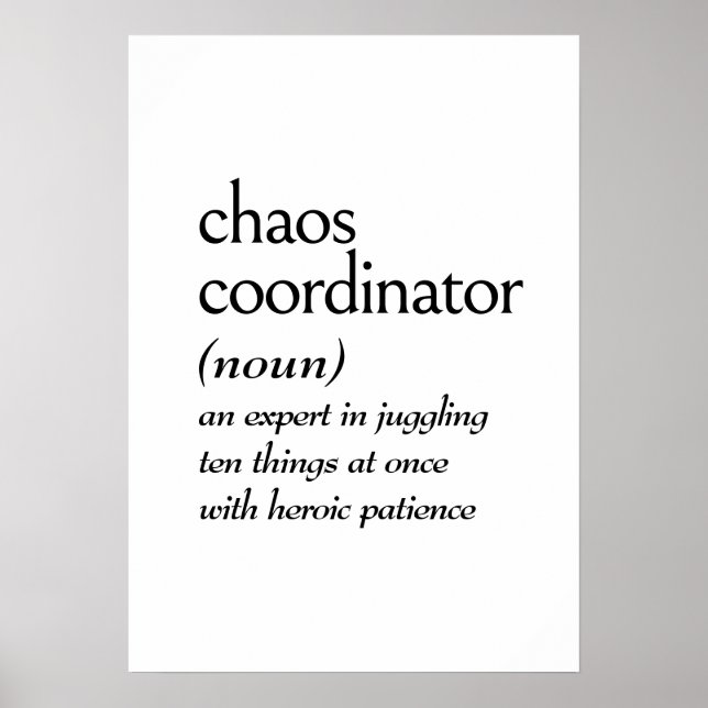 Dictionary Definition for CHAOS COORDINATOR Poster (Front)