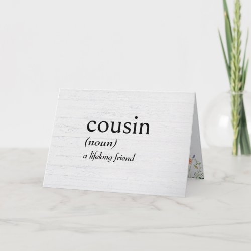 Dictionary Definition For COUSIN Card