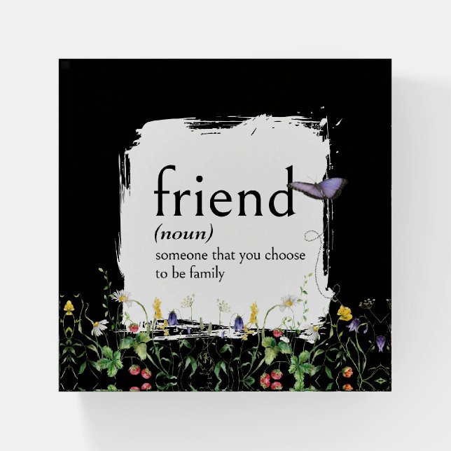 Dictionary Definition For FRIEND With Wildflowers Paperweight (Front)