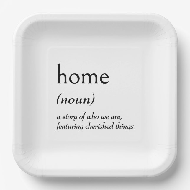 Dictionary Definition for HOME Paper Plates (Front)