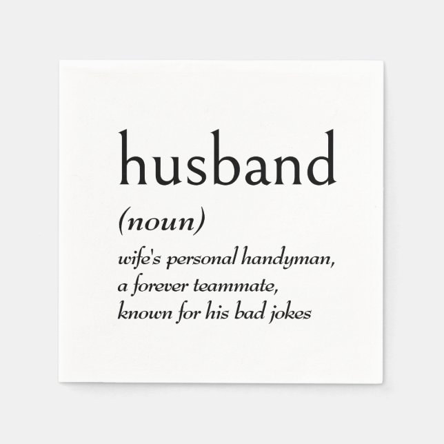 Dictionary Definition for HUSBAND Napkins (Front)