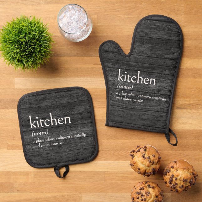 Dictionary Definition For KITCHEN Oven Mitt & Pot Holder Set (Top Down)