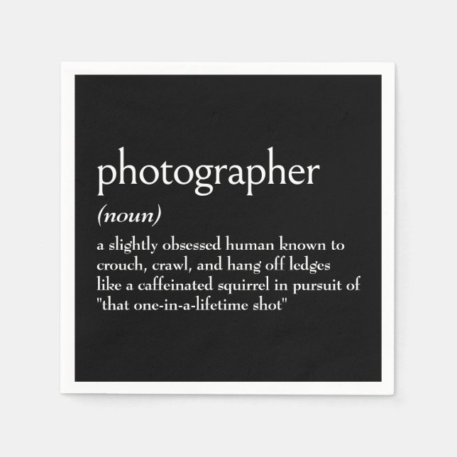 Dictionary Definition For PHOTOGRAPHER Napkins (Front)