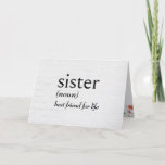 Dictionary Definition For SISTER Birthday Card<br><div class="desc">Definition of SISTER in black text on a whitewashed wood background for Sister's birthday.
Inside text can be changed.</div>