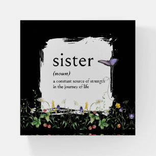 Dictionary Definition For SISTER With Wildflowers Paperweight