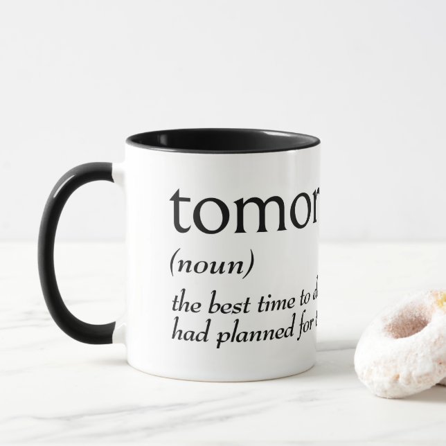 Dictionary Definition For TOMORROW Mug (With Donut)