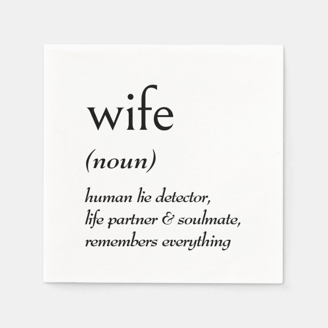 Dictionary Definition for WIFE Napkins (Front)