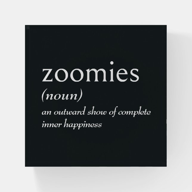Dictionary Definition for ZOOMIES Paperweight (Front)