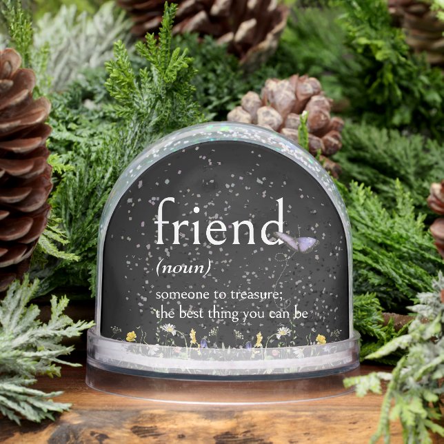Dictionary Definition of a FRIEND With Wildflowers Snow Globe (Winter)