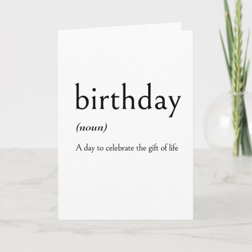 Dictionary Definition of Birthday Card