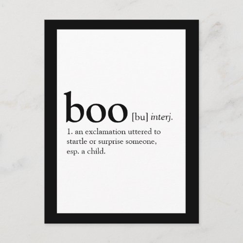 Dictionary definition of Boo Halloween card