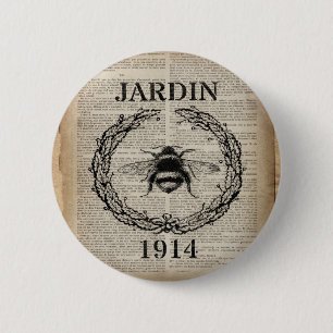 dictionary print french country vintage bee button