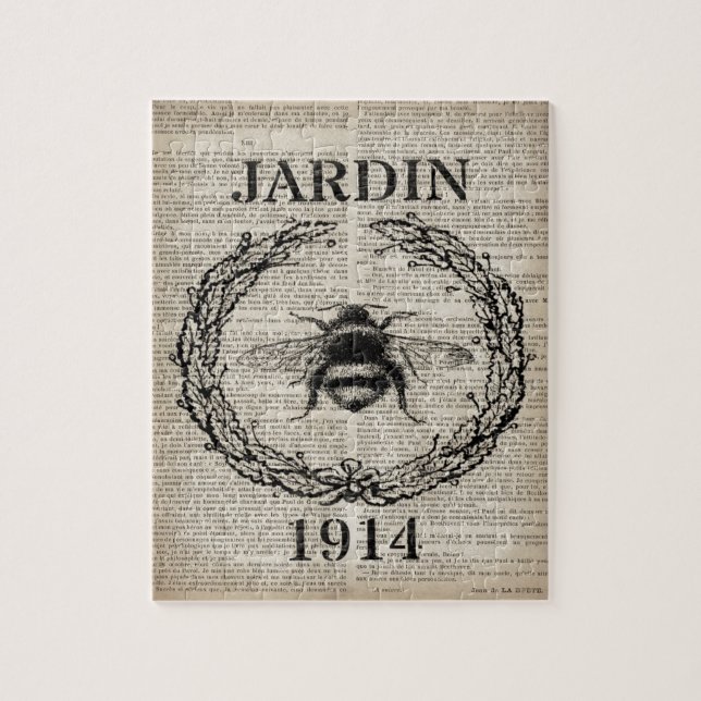 dictionary print french country vintage bee jigsaw puzzle (Vertical)