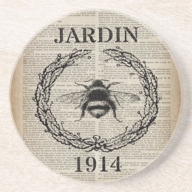 dictionary print french country vintage bee sandstone coaster (Front)