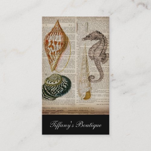 dictionary print french country vintage seashell business card