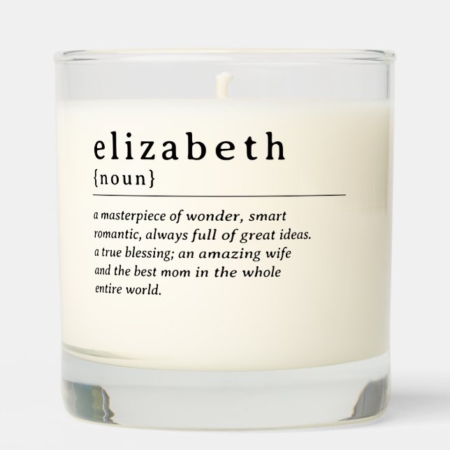 Dictionary Style Custom Name And Definition Photo Scented Candle (Front)
