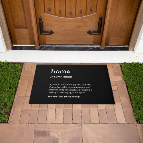 Dictionary sweet home custom family name black doormat