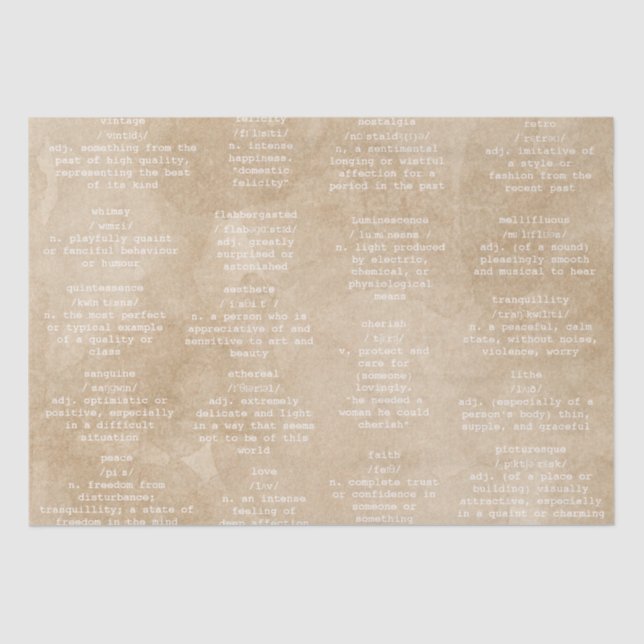 Dictionary Typewriter Words Antique Kraft Paper (Front)