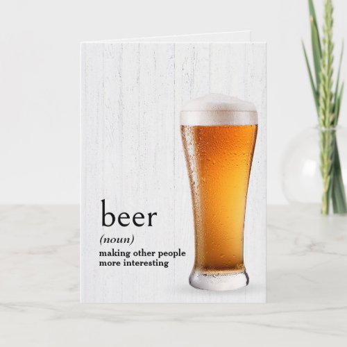Dictionarys Definition Of BEER Birthday Card
