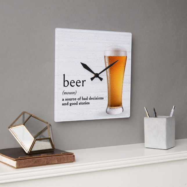 Dictionary's Definition Of BEER Square Wall Clock (Office)
