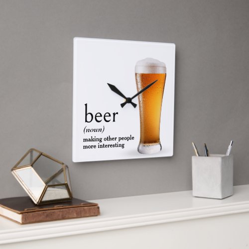 Dictionarys Definition of BEER Square Wall Clock