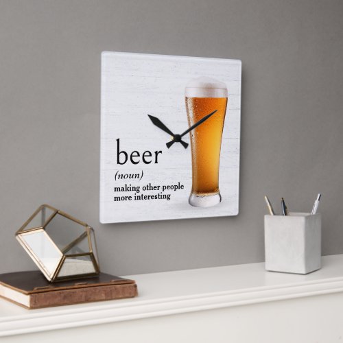 Dictionarys Definition Of BEER Square Wall Clock