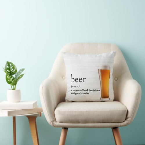 Dictionarys Definition Of BEER Throw Pillow