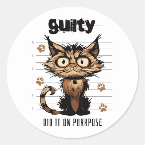 Did it on purrpose _ funny cat classic round sticker