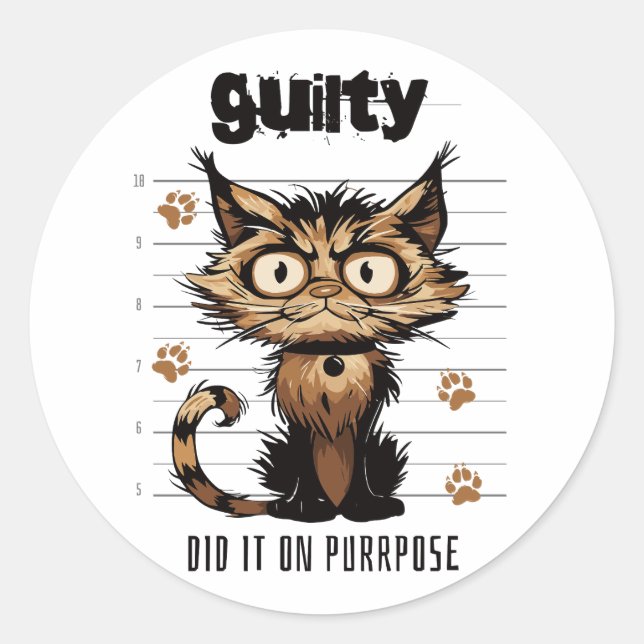 Did it on purrpose - funny cat classic round sticker (Front)