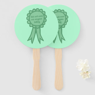 Did Not Cuss Out Teal Silly Award Ribbon Hand Fan