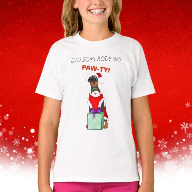 Did Somebody Say Paw-Ty Cute Doberman Christmas T-Shirt (Creator Uploaded)