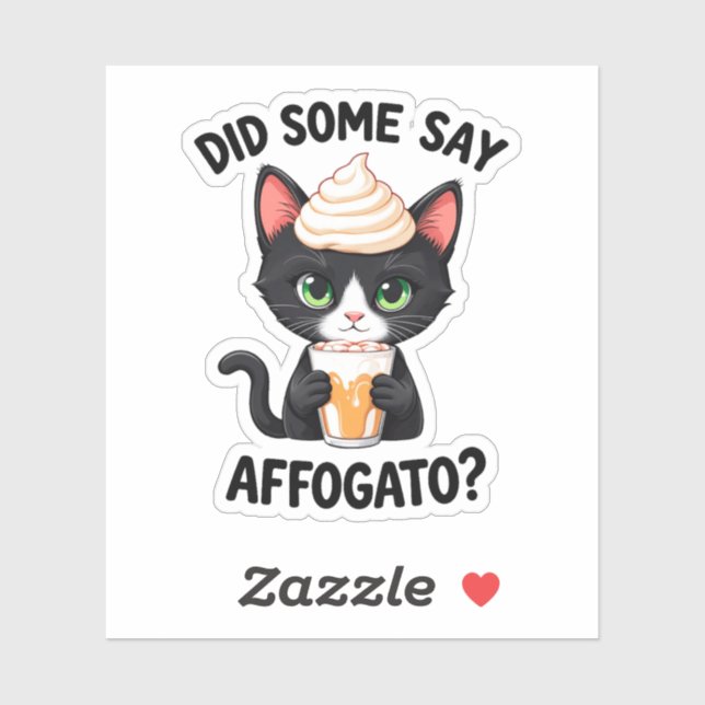 Did Someone Say Affogato? Retro Coffee Cat   affog Sticker (Sheet)