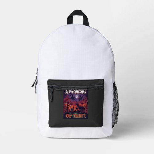 Did Someone Say Treat Halloween Alpaca Witch Moon Printed Backpack