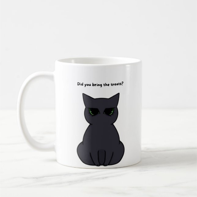 “Did You Bring the Treats?” Funny Cat Coffee Mug (Left)