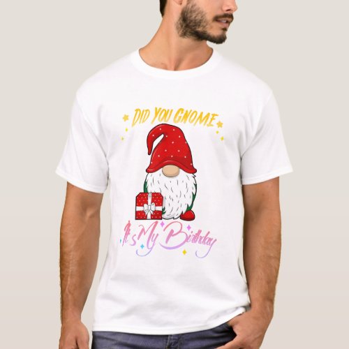 Did You Gnome Its My Birthday _ Birthday Gnome Gi T_Shirt