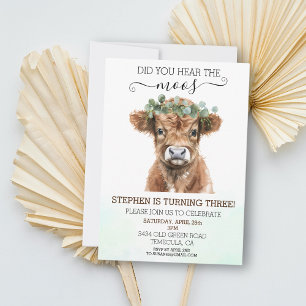 Did you Hear the Moos Highland Cow Birthday Invit Invitation