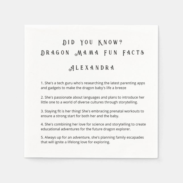 Did You Know? Dragon Mama Fun Facts  Napkins (Front)