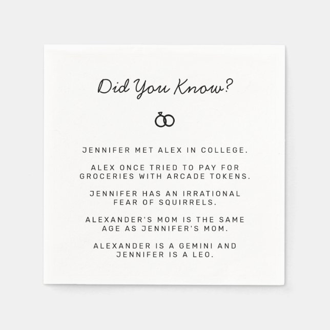 Did You Know Engagement Facts Napkins (Front)