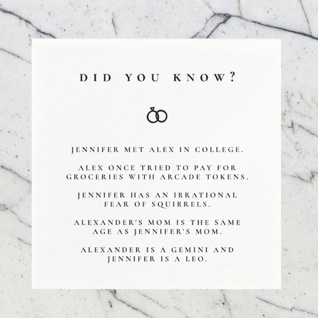 Did You Know Engagement Facts Napkins (Creator Uploaded)