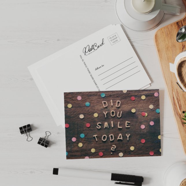 Did You Smile Send A Note Say Hi Happy Mail Wood Postcard (Creator Uploaded)