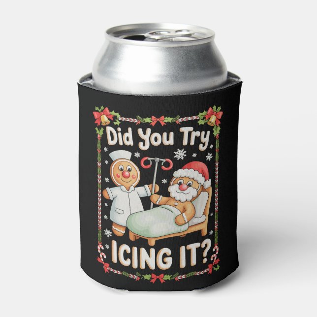 Did You Try Icing It Christmas Gingerbread Xmas Can Cooler (Can Front)