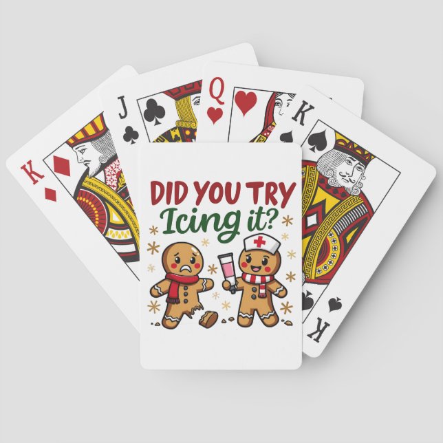 Did You Try Icing It Funny Gingerbread Nursing  Poker Cards (Back)