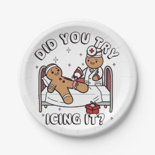 Did You Try Icing It Gingerbread Nursing Christmas Paper Plates