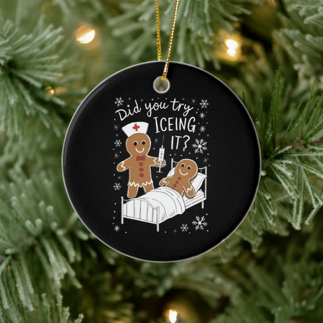 Did You Try Icing It School Nurse Christmas Cookie Ceramic Ornament (Tree)