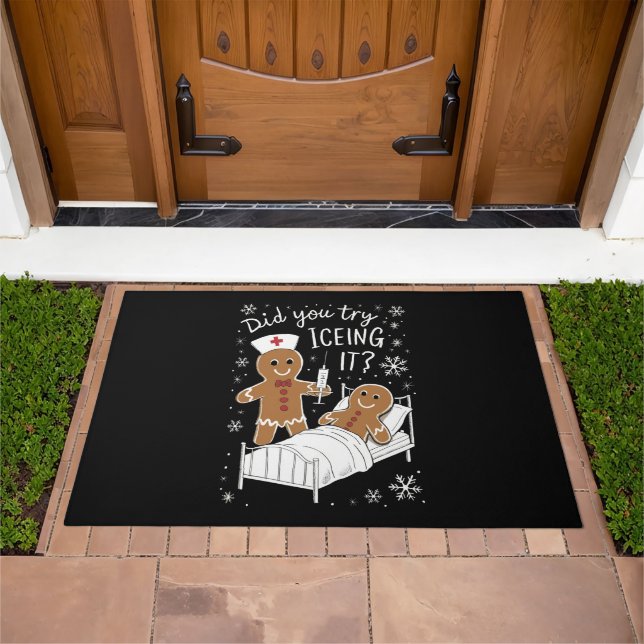 Did You Try Icing It School Nurse Christmas Cookie Doormat (Outdoor)
